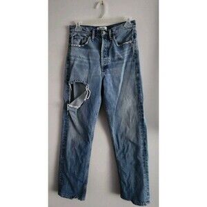 Agolde Los Angeles Frayed Ripped Button Up Jeans Size 24